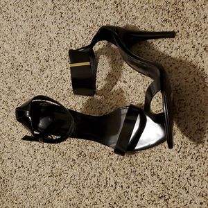 Zara Black Heels with Gold Accent